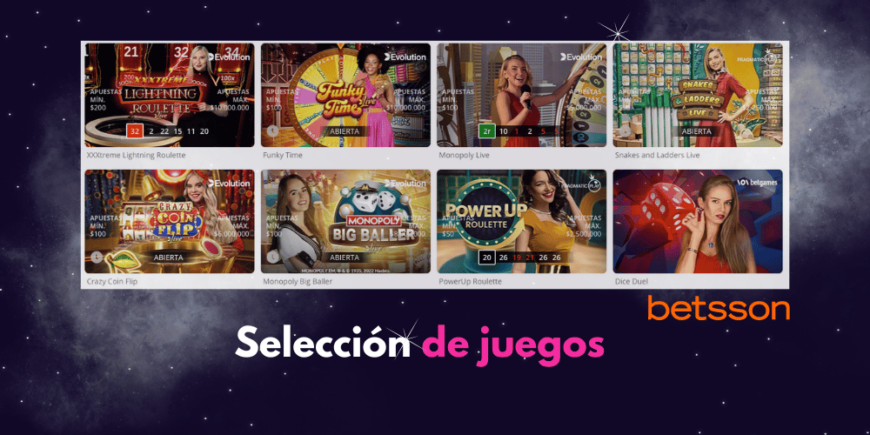 selección de juegos de betsson casino en chile